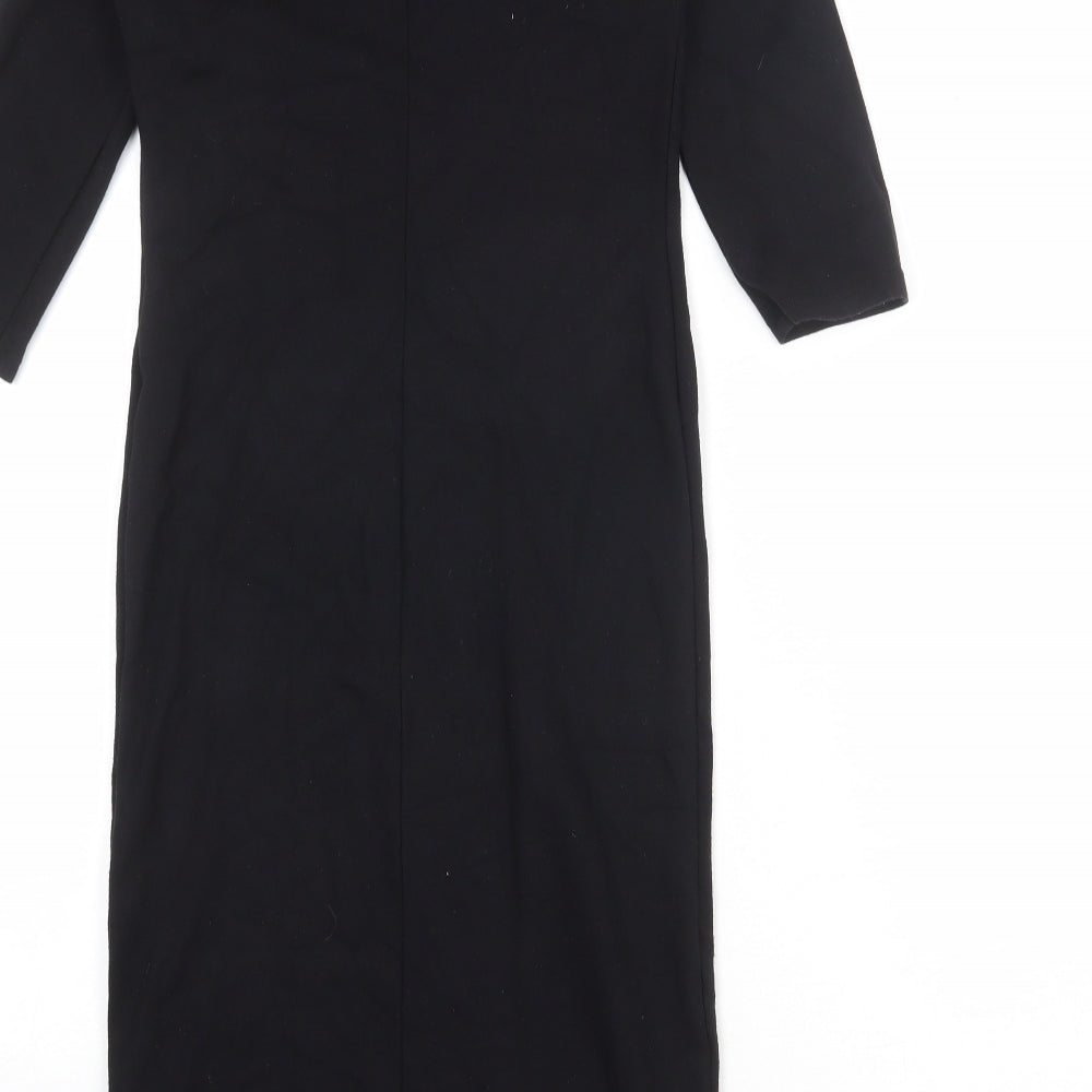 Topshop Womens Black Viscose Shift Size 10 Round Neck Pullover