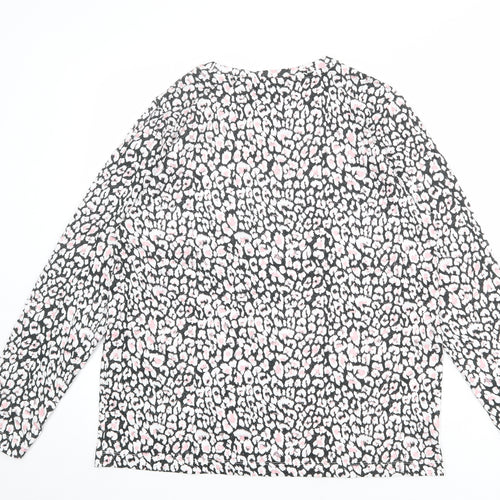 Marks and Spencer Womens Multicoloured Animal Print 100% Cotton Basic T-Shirt Size 14 Round Neck