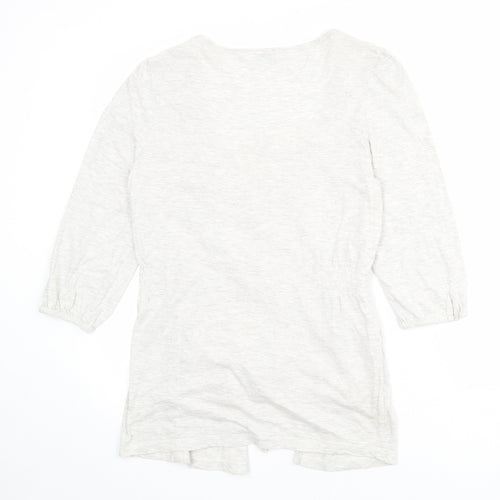 Vanilla Sands Womens Grey Floral 100% Cotton Basic Blouse Size 12 Scoop Neck - Mock Cardigan Top