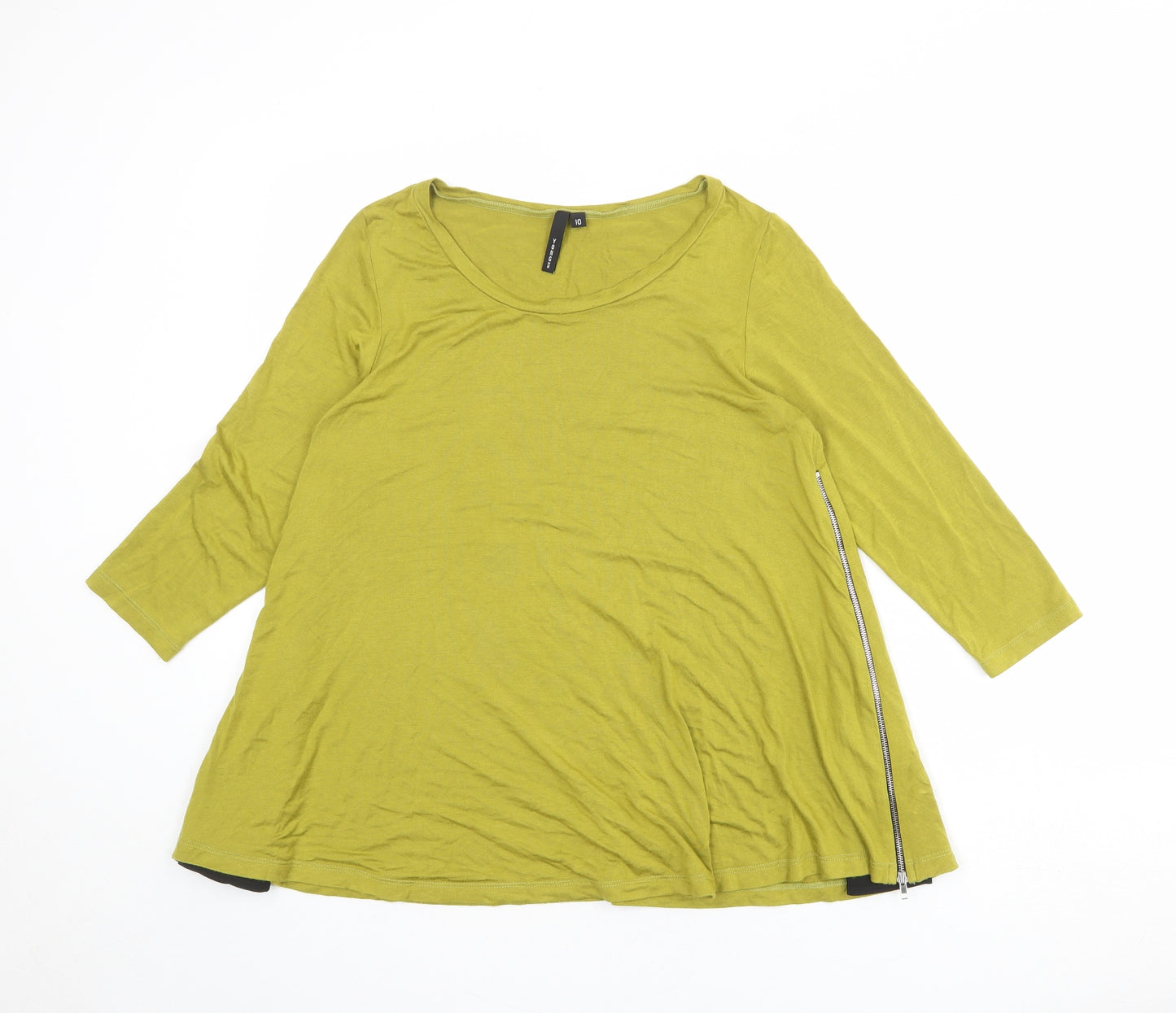 Yong Kim Womens Green Modal Basic T-Shirt Size 10 Boat Neck