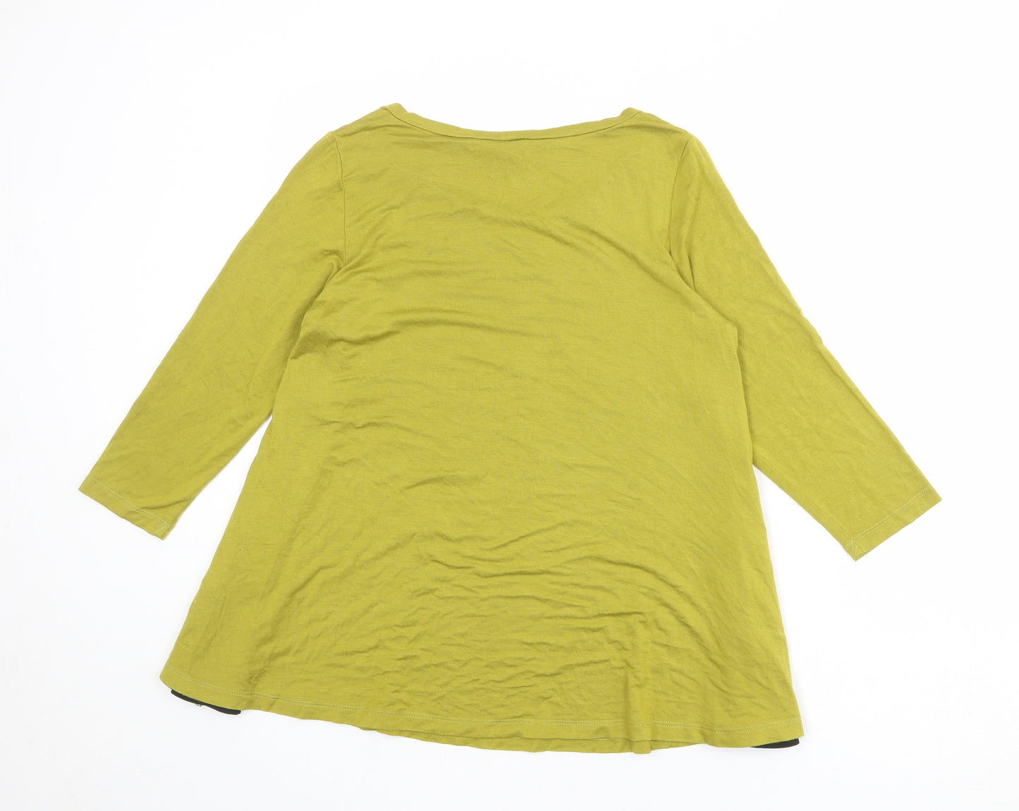 Yong Kim Womens Green Modal Basic T-Shirt Size 10 Boat Neck