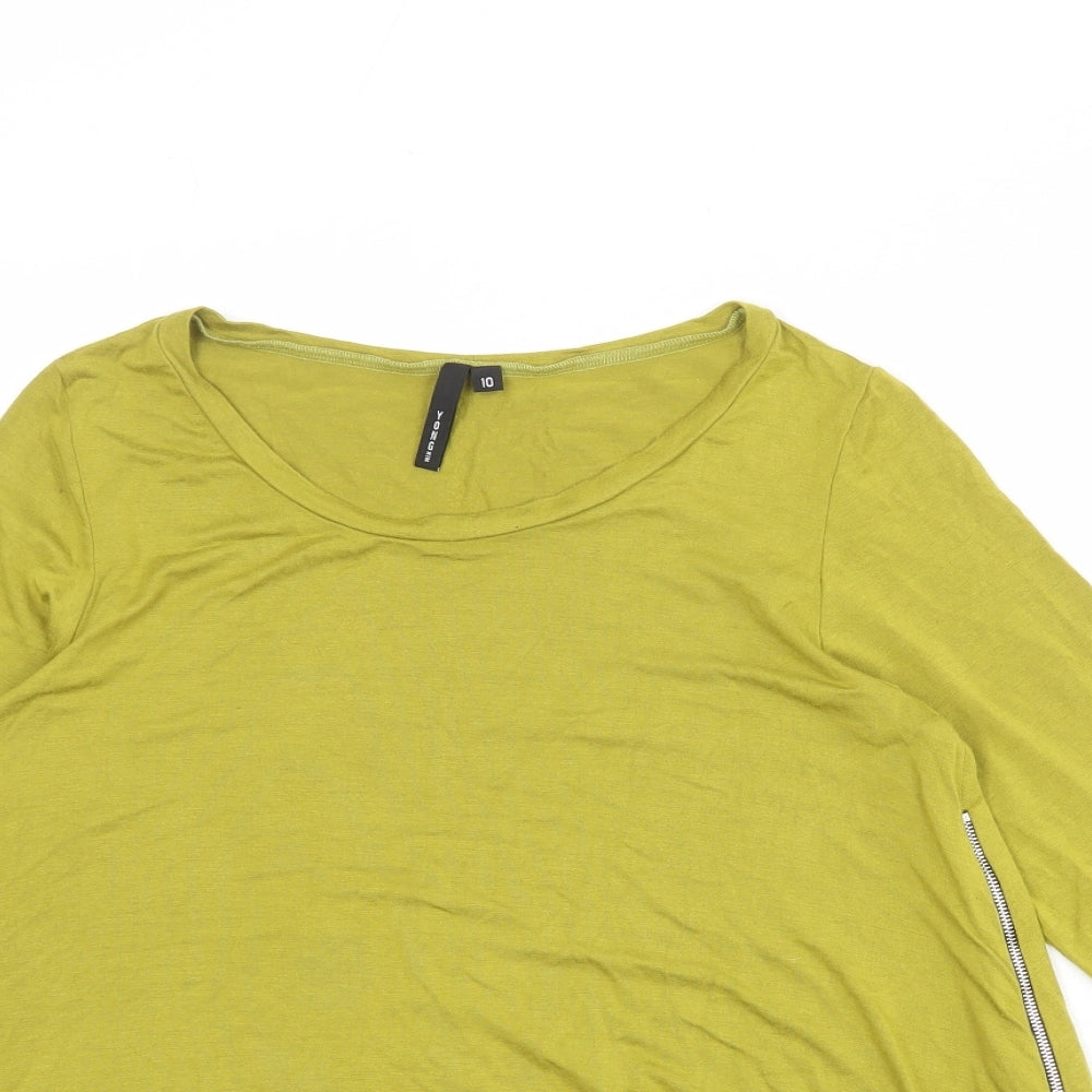 Yong Kim Womens Green Modal Basic T-Shirt Size 10 Boat Neck