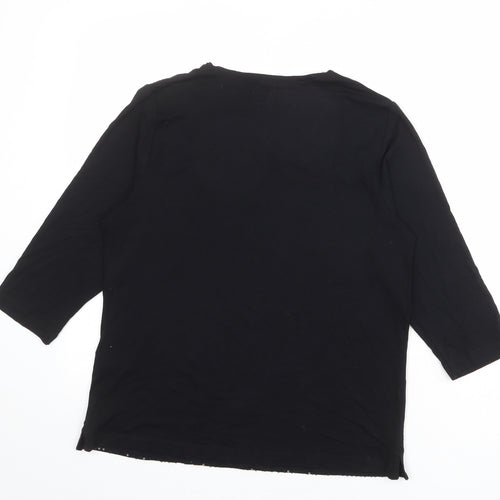 TIGI Womens Black Viscose Basic T-Shirt Size 10 Round Neck - Embellished