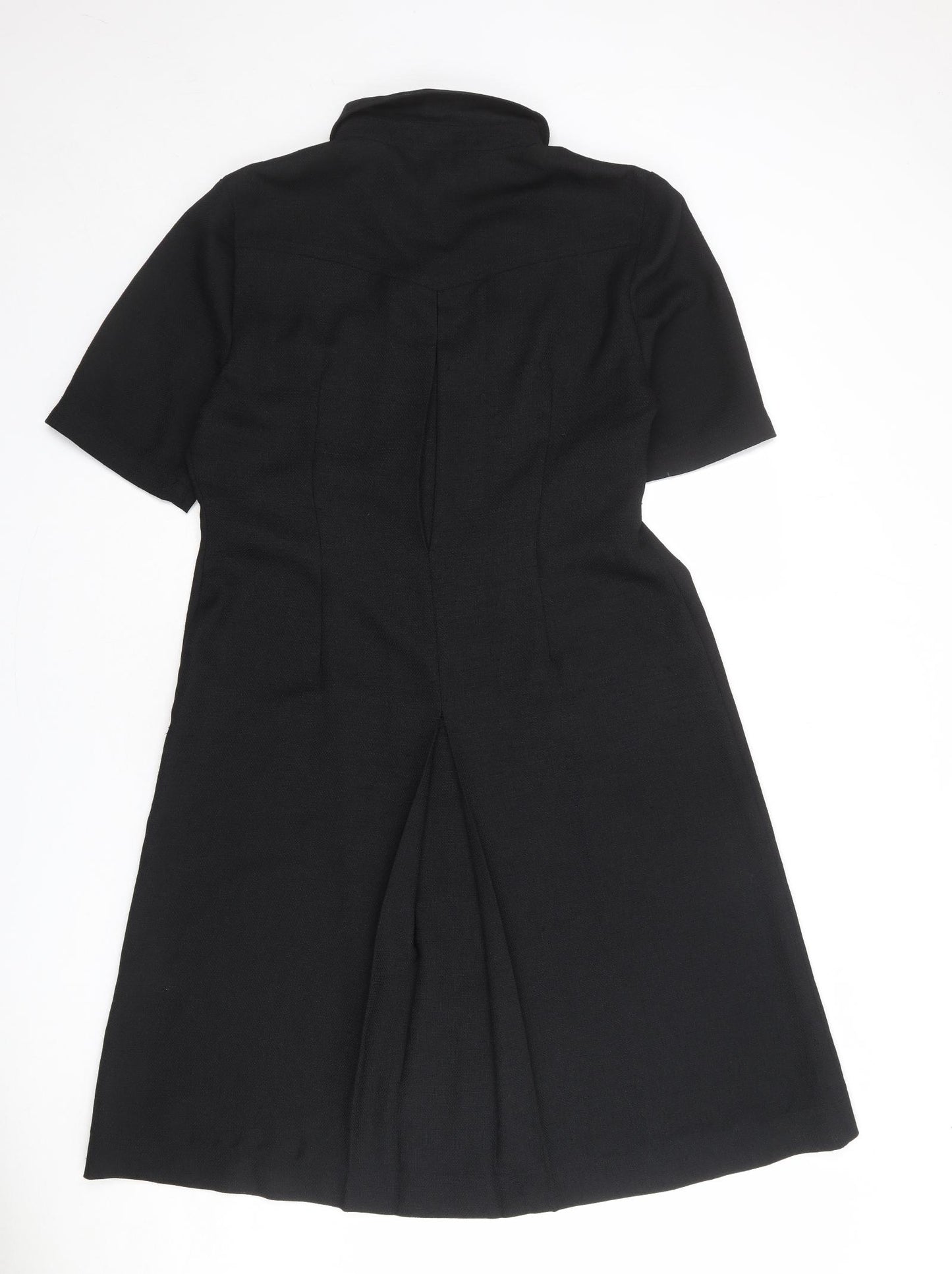 Viyella Womens Black Polyester Shirt Dress Size 14 Collared Button