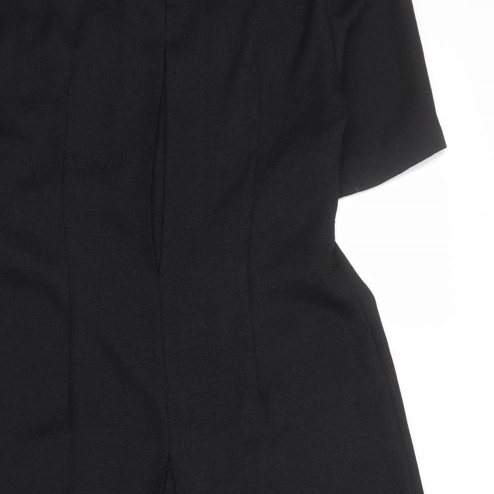 Viyella Womens Black Polyester Shirt Dress Size 14 Collared Button
