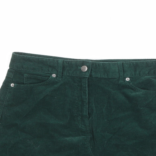 Marks and Spencer Womens Green Cotton A-Line Skirt Size 10 Zip