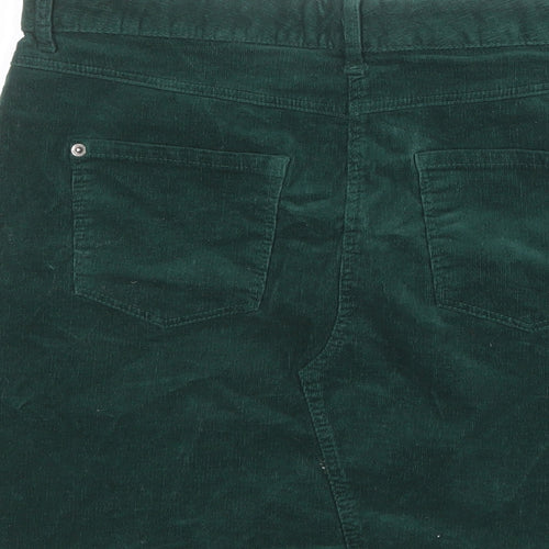 Marks and Spencer Womens Green Cotton A-Line Skirt Size 10 Zip
