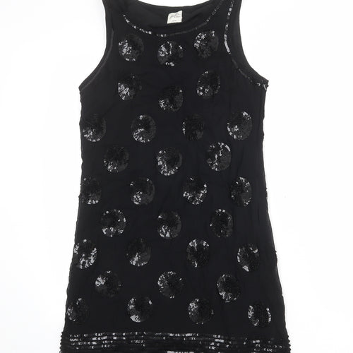 Oasis Womens Black Viscose Tank Dress Size 12 Round Neck Pullover