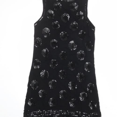 Oasis Womens Black Viscose Tank Dress Size 12 Round Neck Pullover