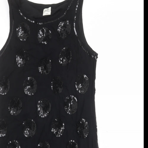 Oasis Womens Black Viscose Tank Dress Size 12 Round Neck Pullover