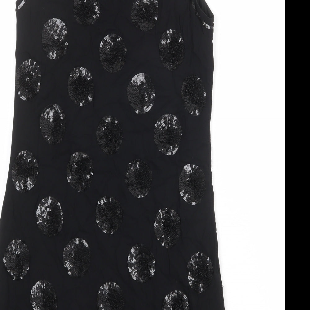 Oasis Womens Black Viscose Tank Dress Size 12 Round Neck Pullover