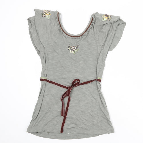 NEXT Womens Grey Viscose Basic T-Shirt Size 8 Round Neck