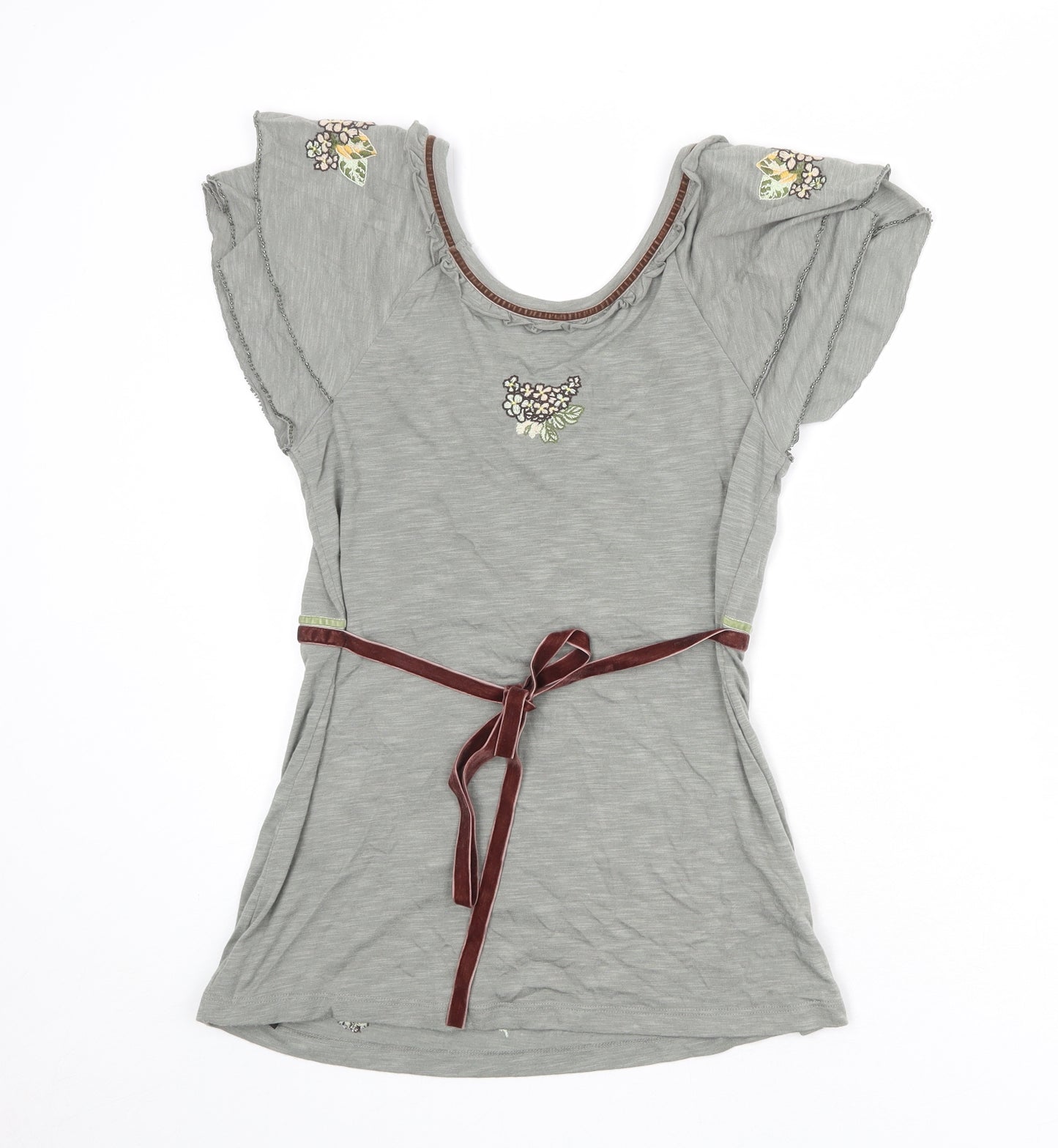 NEXT Womens Grey Viscose Basic T-Shirt Size 8 Round Neck