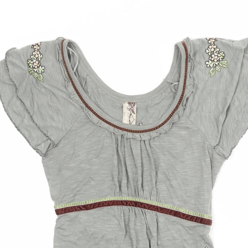NEXT Womens Grey Viscose Basic T-Shirt Size 8 Round Neck