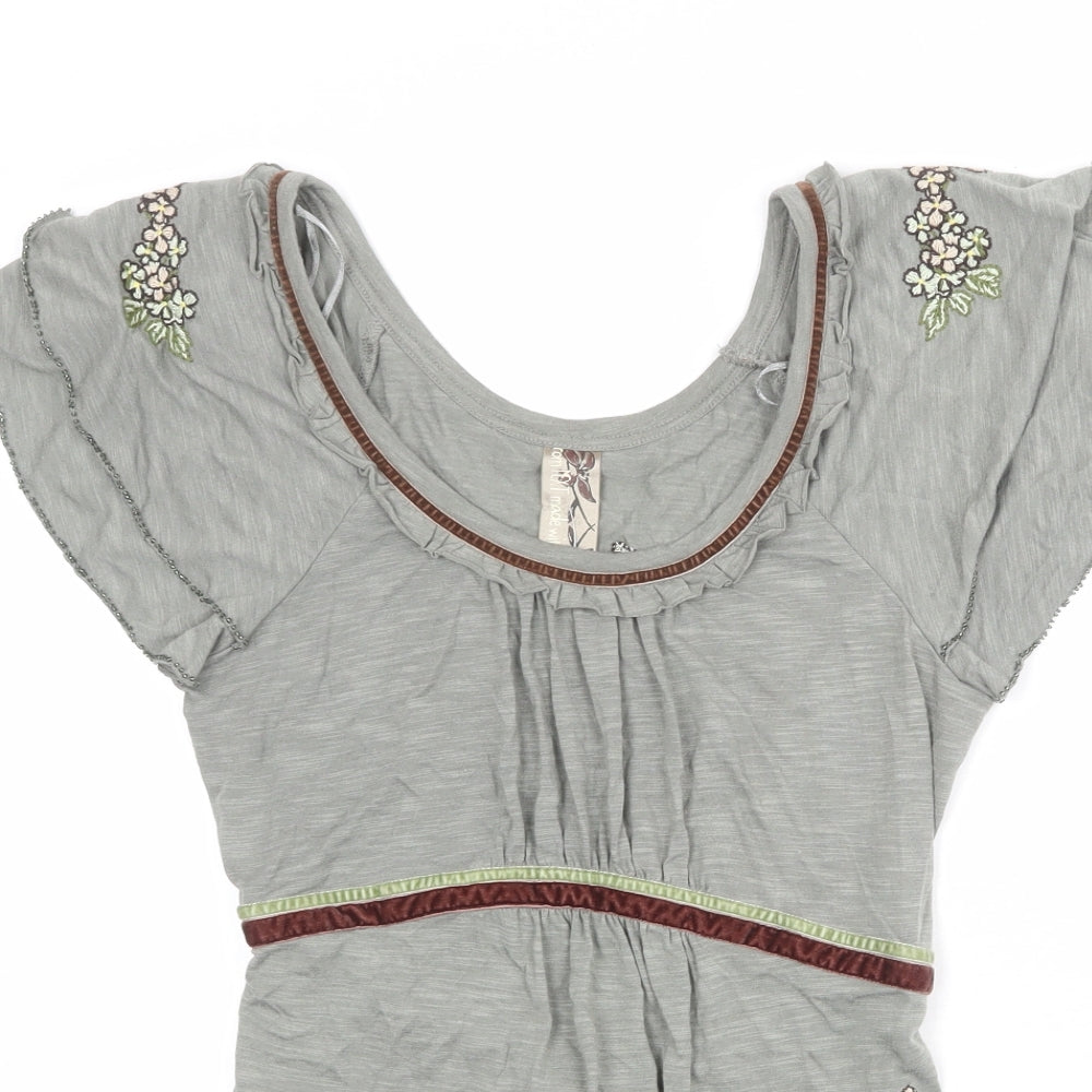 NEXT Womens Grey Viscose Basic T-Shirt Size 8 Round Neck