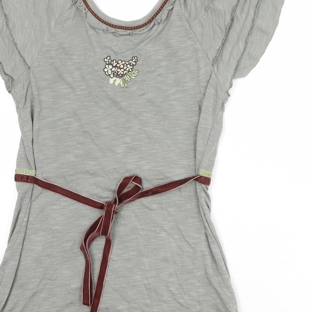 NEXT Womens Grey Viscose Basic T-Shirt Size 8 Round Neck