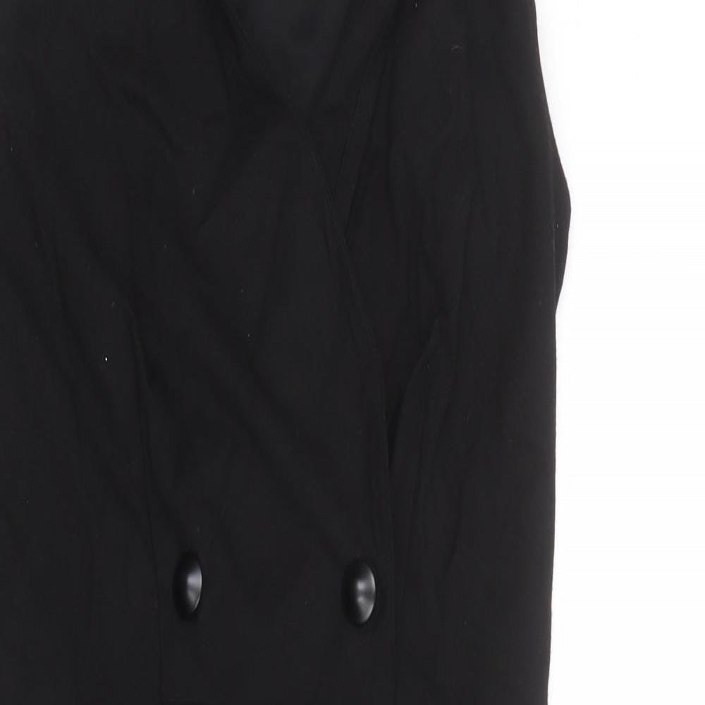 Laura Ashley Womens Black Viscose Shift Size 10 Round Neck Zip