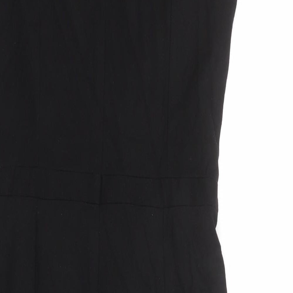 Laura Ashley Womens Black Viscose Shift Size 10 Round Neck Zip