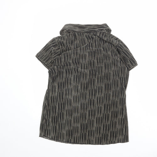 NEXT Womens Black Geometric Polyester Basic T-Shirt Size 16 Collared