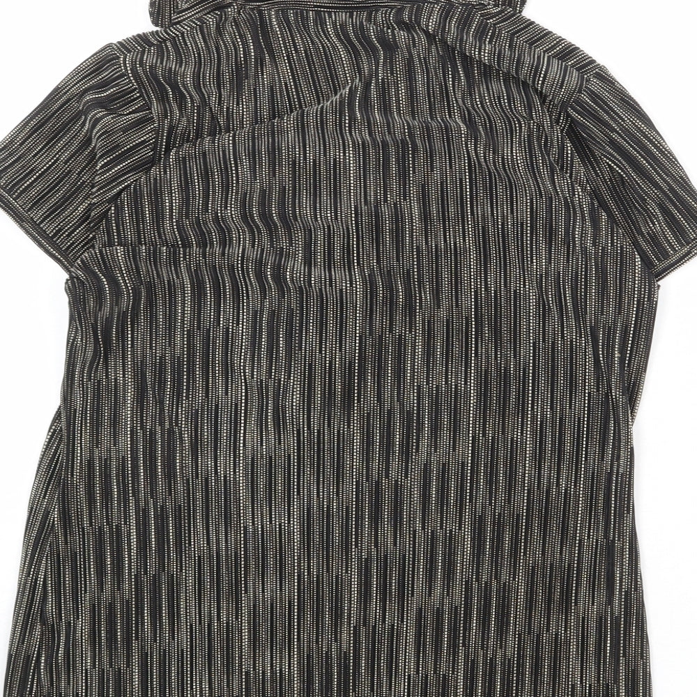 NEXT Womens Black Geometric Polyester Basic T-Shirt Size 16 Collared