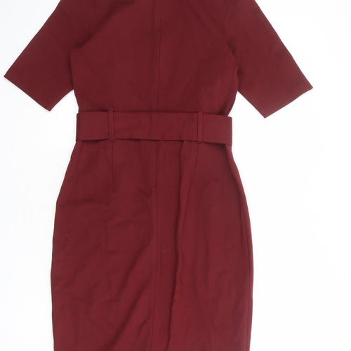 NEXT Womens Red Viscose Shift Size 10 Round Neck Zip