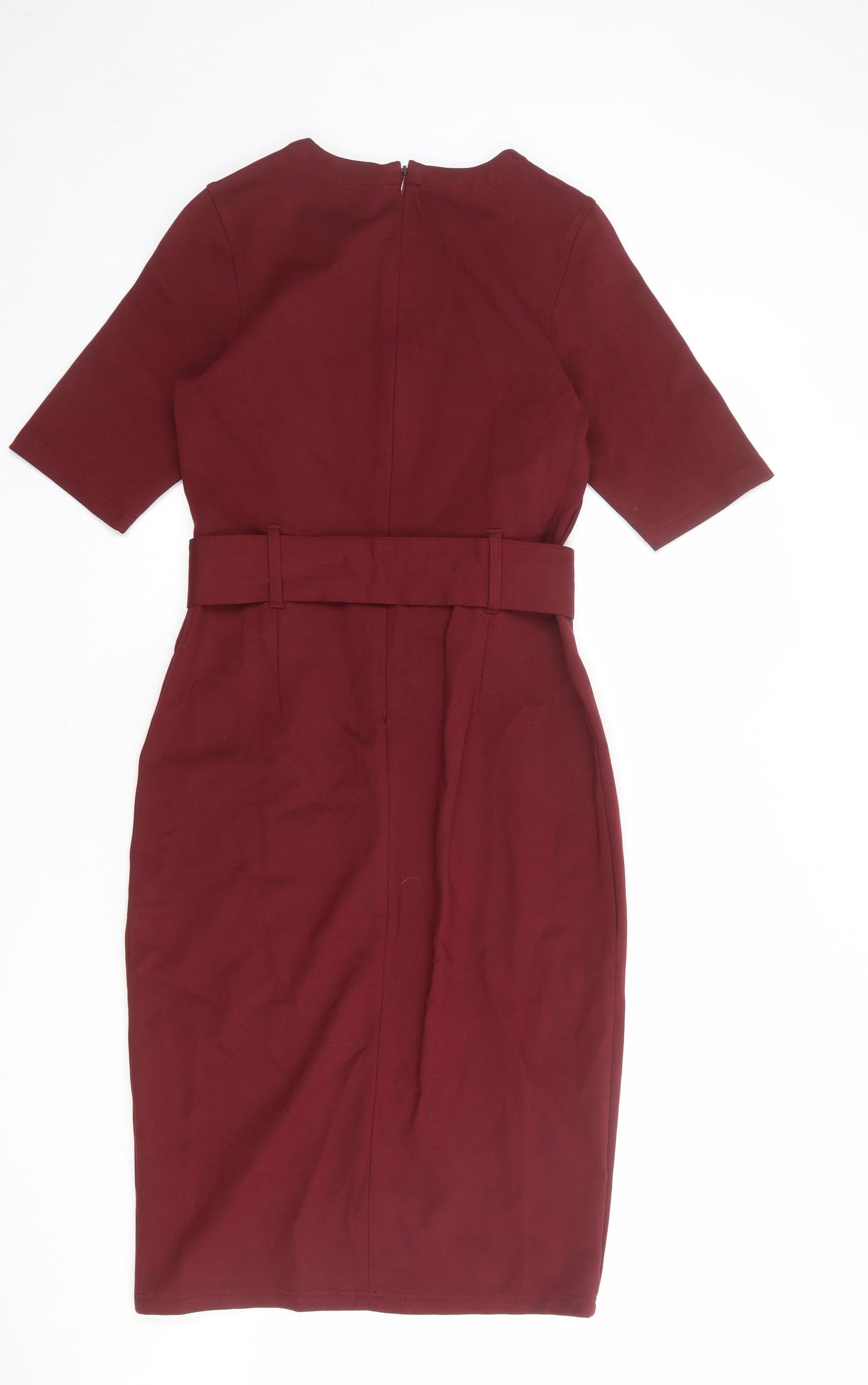 NEXT Womens Red Viscose Shift Size 10 Round Neck Zip