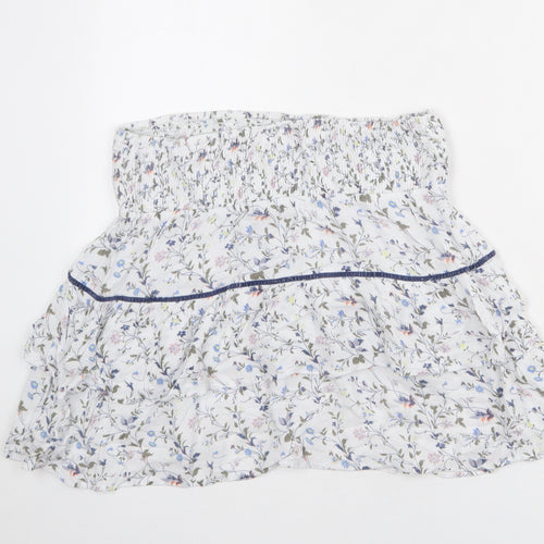 Fransa Womens White Floral Polyester Mini Skirt Size M