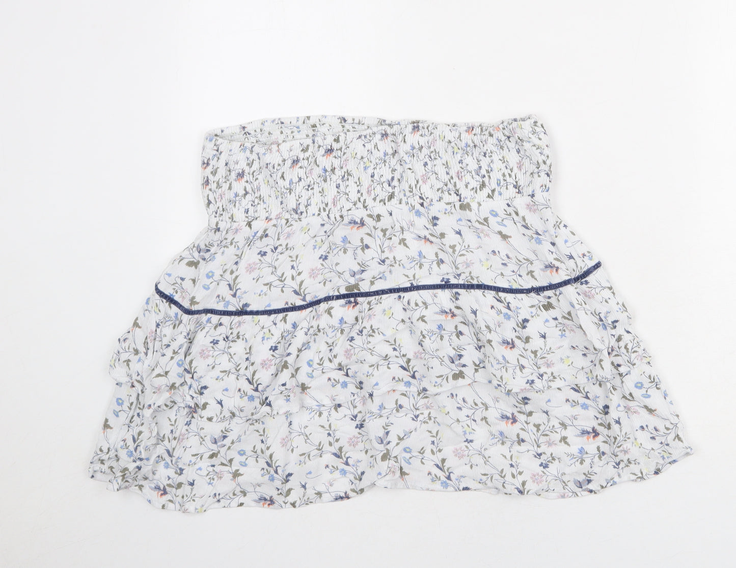 Fransa Womens White Floral Polyester Mini Skirt Size M