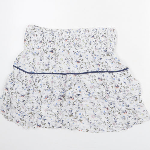 Fransa Womens White Floral Polyester Mini Skirt Size M
