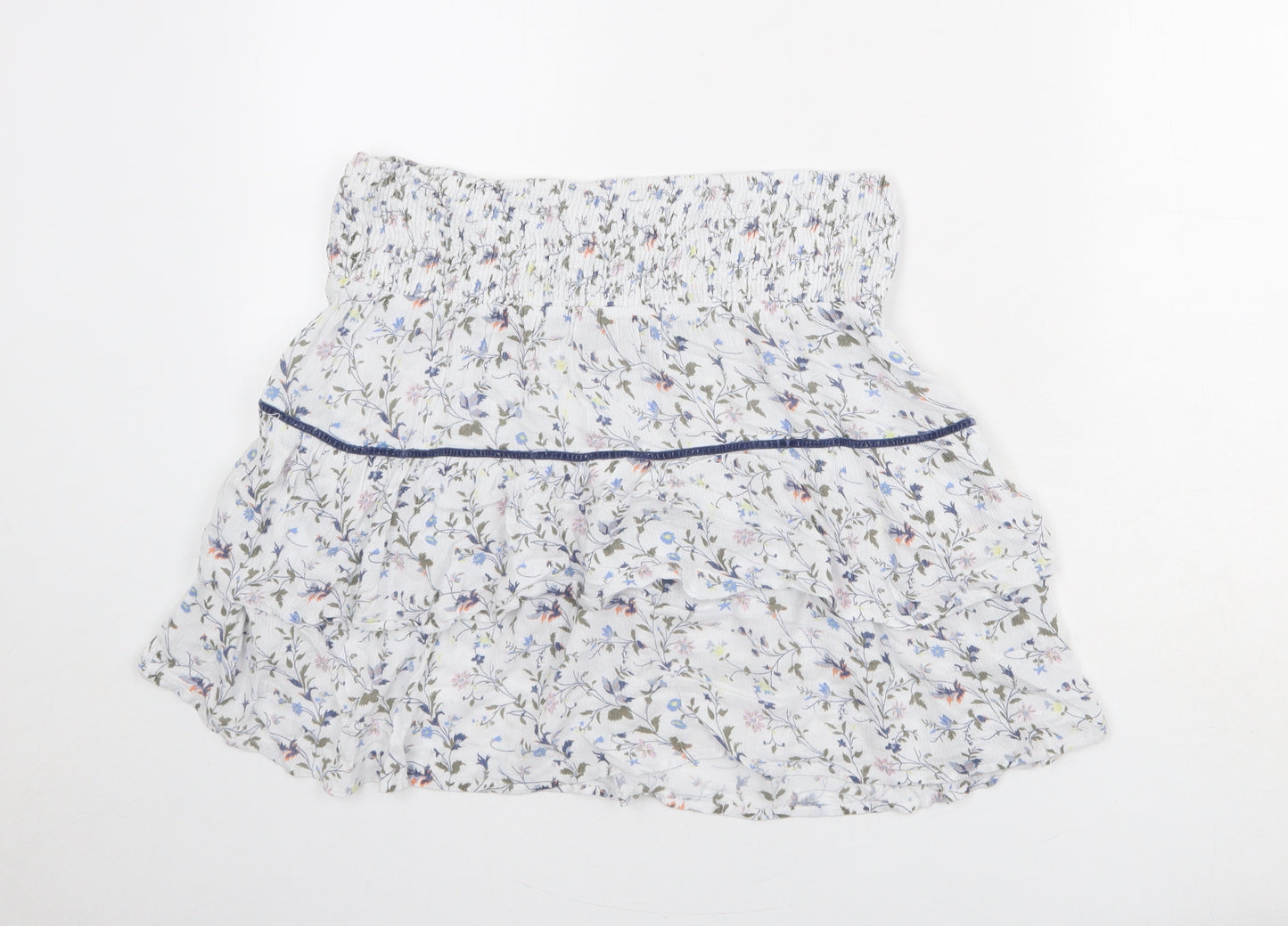 Fransa Womens White Floral Polyester Mini Skirt Size M