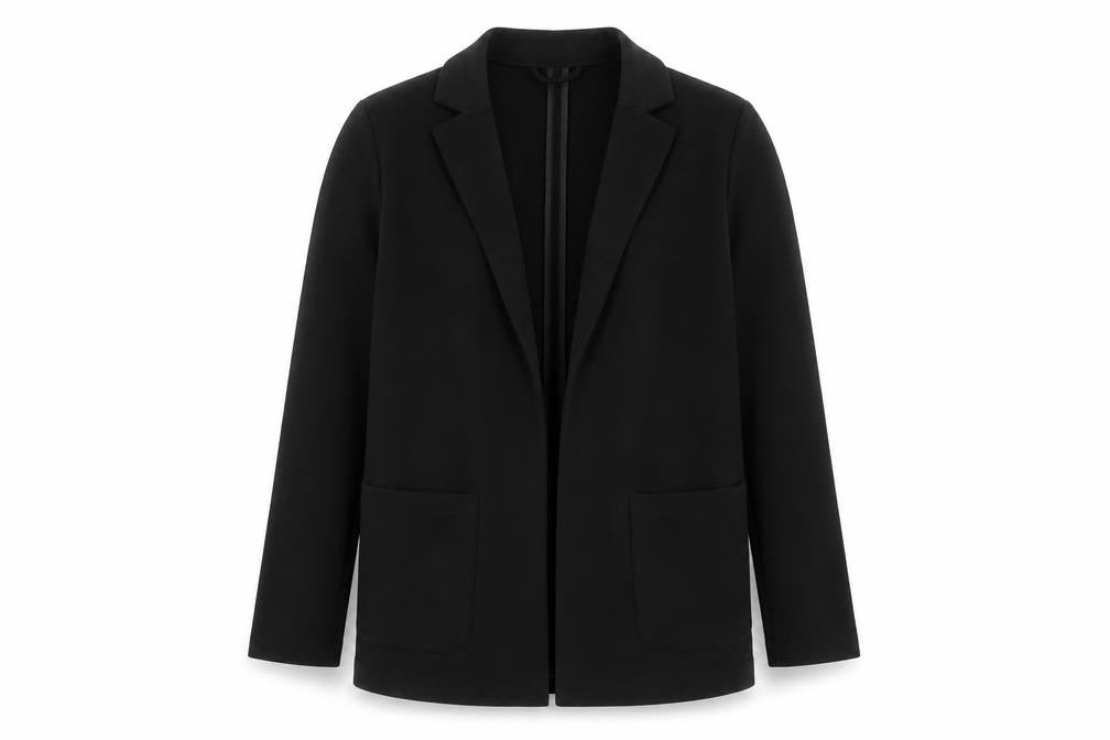 Front view of Divided by H&M women’s black polyester jacket blazer, size UK 8