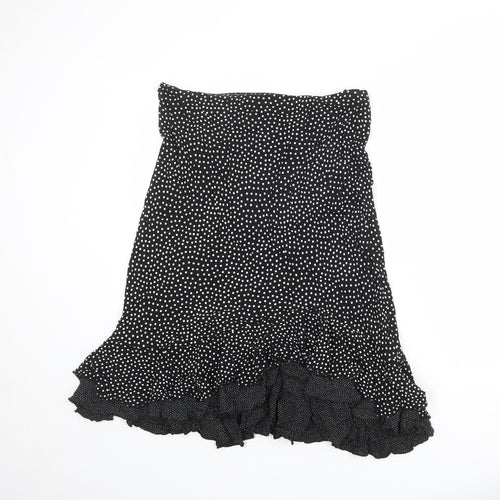 Marks and Spencer Womens Black Polka Dot Viscose Swing Skirt Size 14