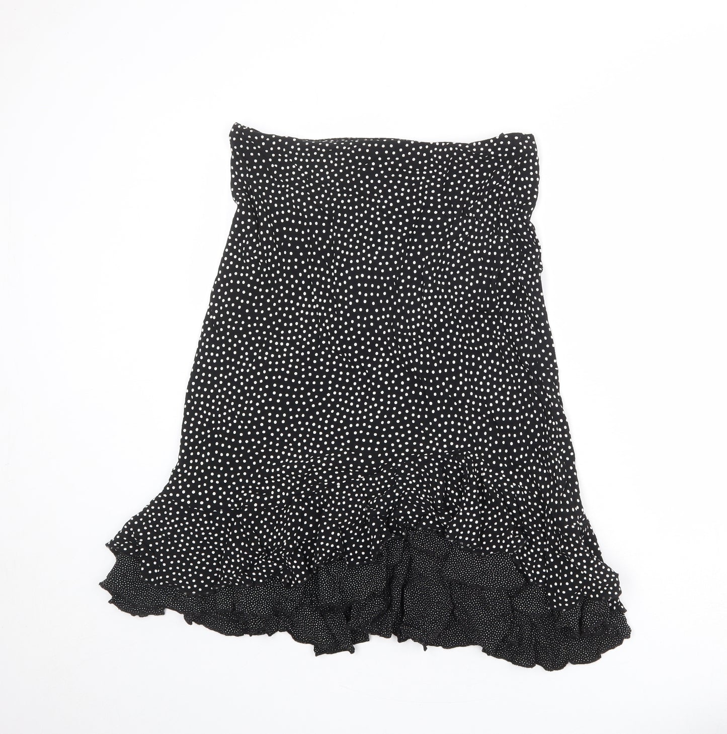 Marks and Spencer Womens Black Polka Dot Viscose Swing Skirt Size 14