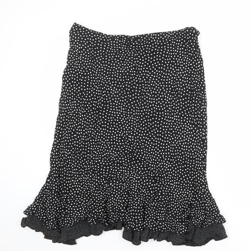 Marks and Spencer Womens Black Polka Dot Viscose Swing Skirt Size 14
