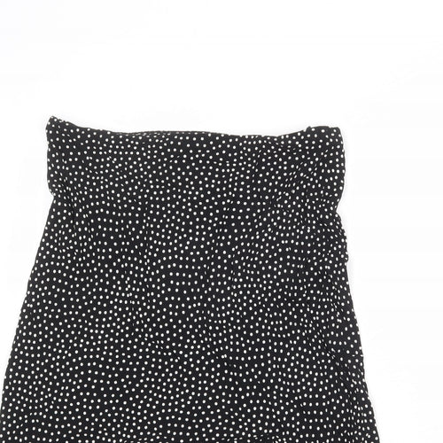 Marks and Spencer Womens Black Polka Dot Viscose Swing Skirt Size 14