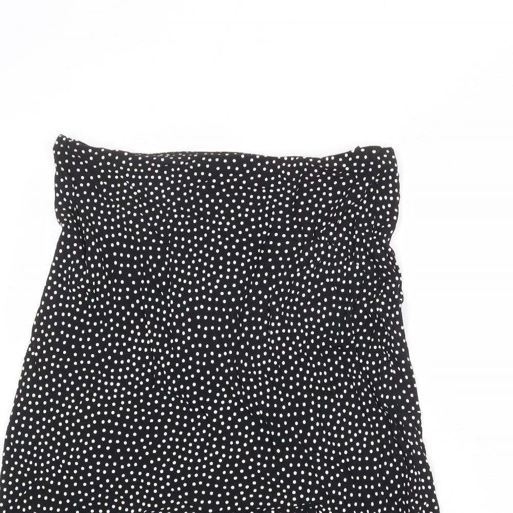 Marks and Spencer Womens Black Polka Dot Viscose Swing Skirt Size 14