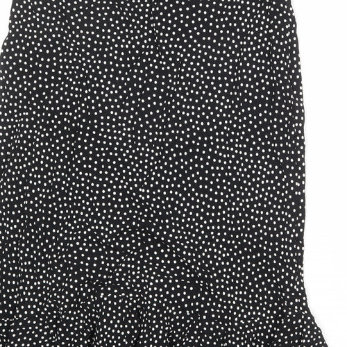 Marks and Spencer Womens Black Polka Dot Viscose Swing Skirt Size 14