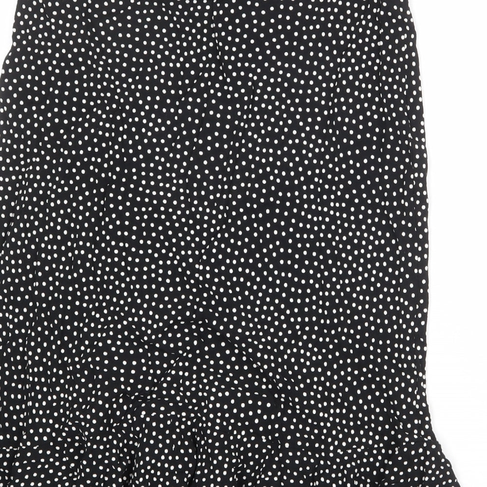 Marks and Spencer Womens Black Polka Dot Viscose Swing Skirt Size 14