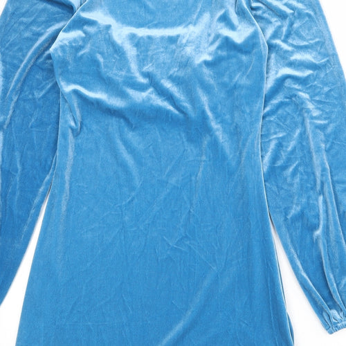In the Style Womens Blue Polyester Shift Size 10 Square Neck Pullover