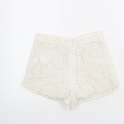 Miss Selfridge Womens Ivory Polyester Cut-Off Shorts Size 6 L3 in Regular Zip