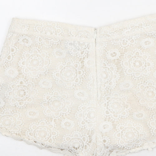 Miss Selfridge Womens Ivory Polyester Cut-Off Shorts Size 6 L3 in Regular Zip