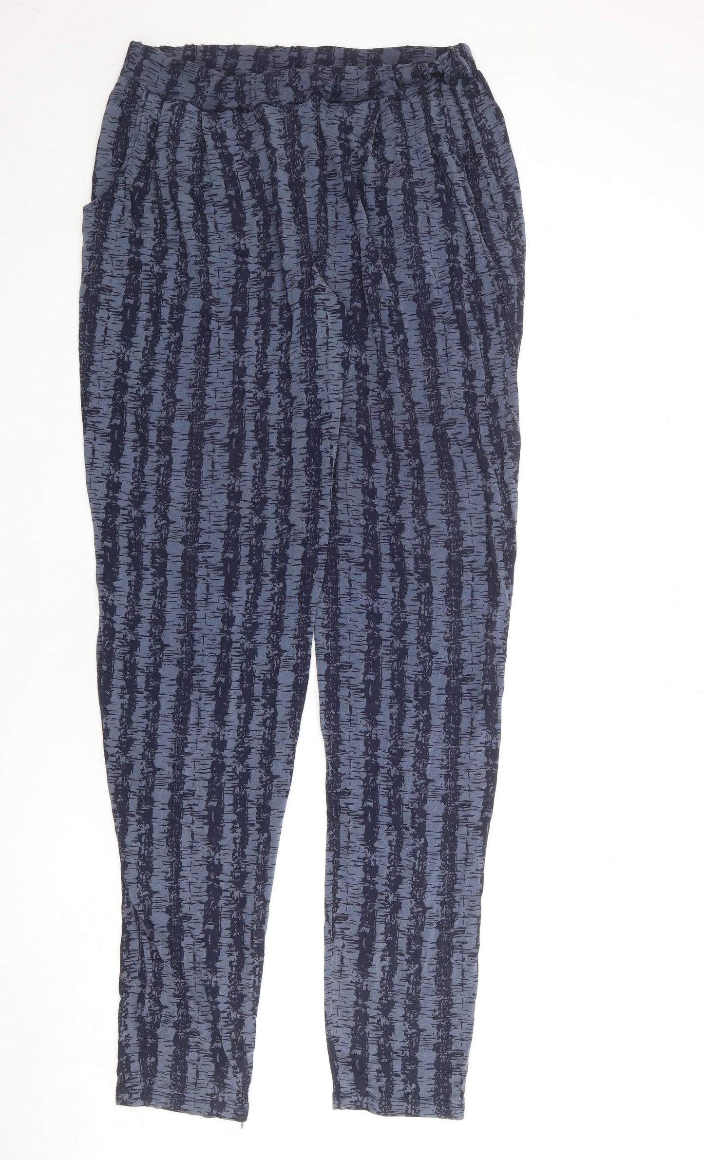 Long Tall Sally Womens Blue Geometric Viscose Jogger Trousers Size M L36 in Regular