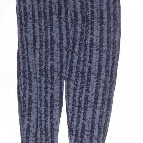 Long Tall Sally Womens Blue Geometric Viscose Jogger Trousers Size M L36 in Regular
