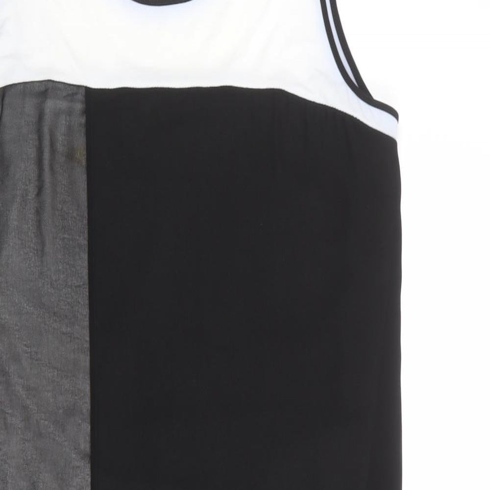 DKNY Womens Black Colourblock Polyester Shift Size L Boat Neck Pullover