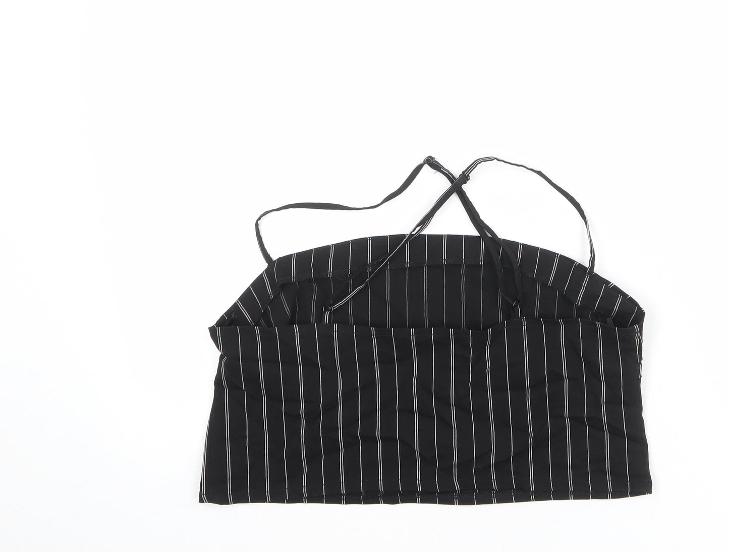 Divided by H&M Womens Black Striped Viscose Cropped Tank Size L Round Neck