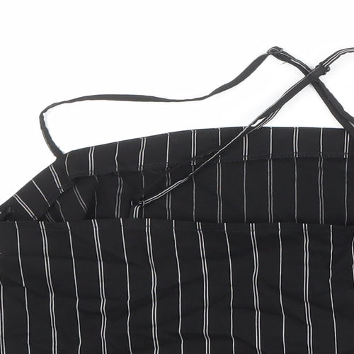 Divided by H&M Womens Black Striped Viscose Cropped Tank Size L Round Neck