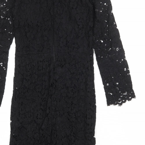 Zara Womens Black Viscose Pencil Dress Size S Round Neck Zip