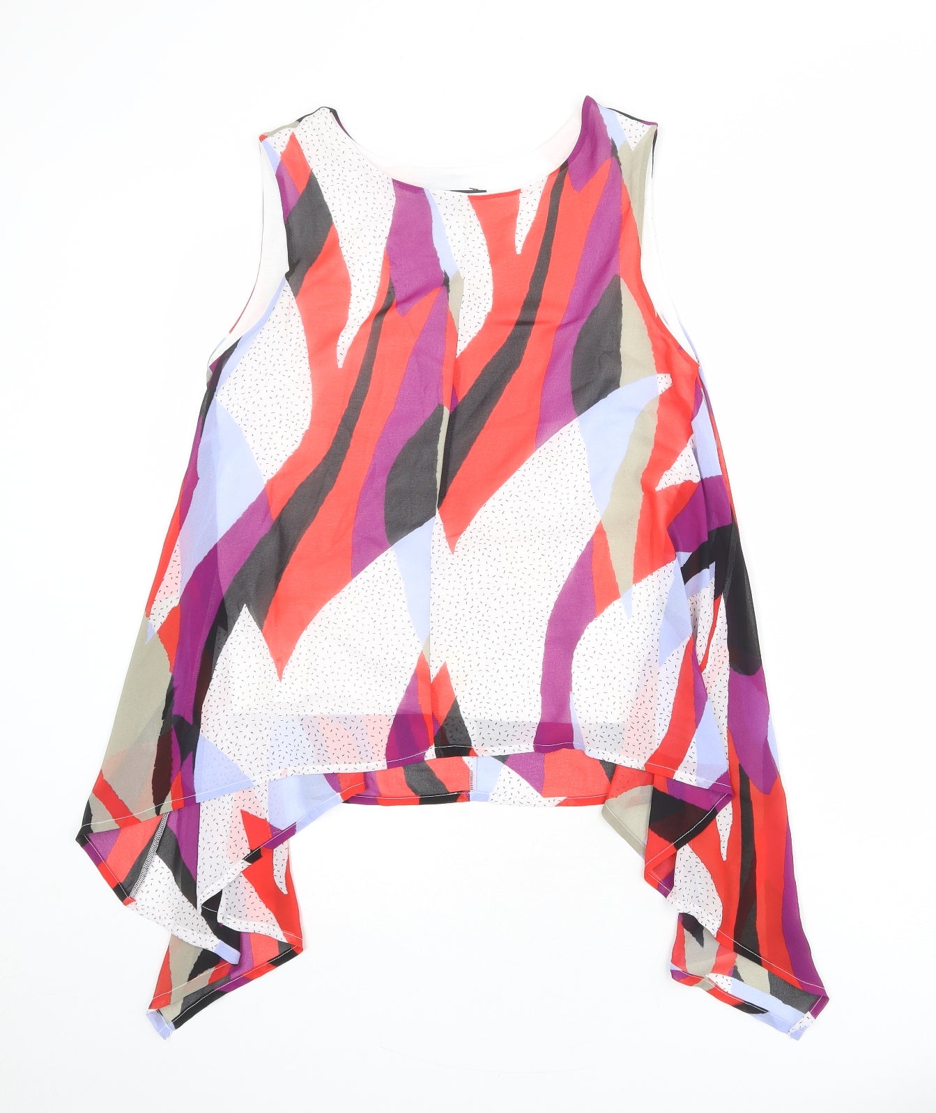 Marks and Spencer Womens Multicoloured Geometric Polyester Basic Tank Size 10 Round Neck
