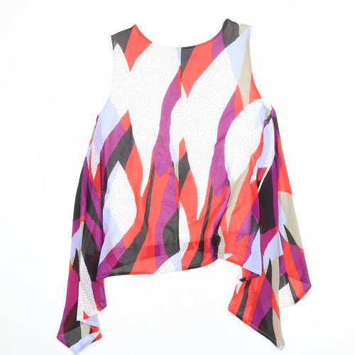 Marks and Spencer Womens Multicoloured Geometric Polyester Basic Tank Size 10 Round Neck