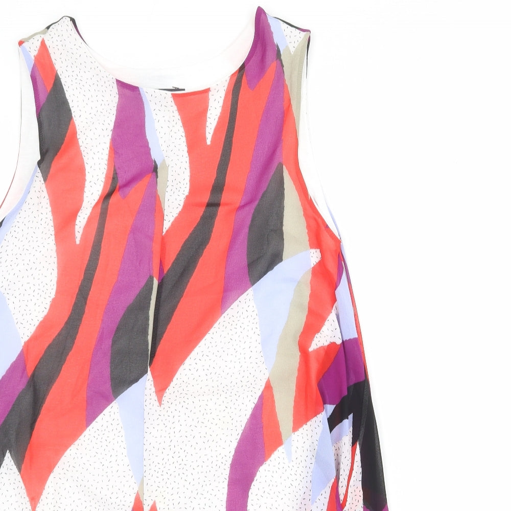Marks and Spencer Womens Multicoloured Geometric Polyester Basic Tank Size 10 Round Neck